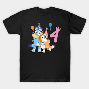 Bluey Happy 4 Years Birthday T-Shirt